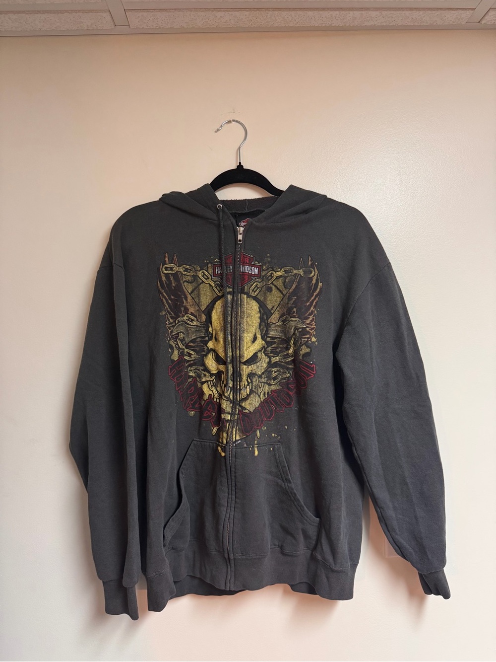 Harley-Davidson Dark Grey Skull Zip-up Hoodie